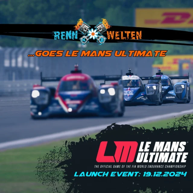 RennWelten goes Le Mans Ultimate Richtig gehört! Rennwelten ist ab sofort auch in Le Mans Ultimate vertreten! Starten werden wir mit einem kleinen Launch Event am 19.12.2024 auf Le Mans, vor allem um die Sim aus Orga-Sicht kennenzulernen. Alle Informationen zum Rennen und zur Anmeldung findet ihr auf unserem Discord. Link in der Bio.

#Rennwelten #lemans #ForTheRacer #Simracing #lmu #sim