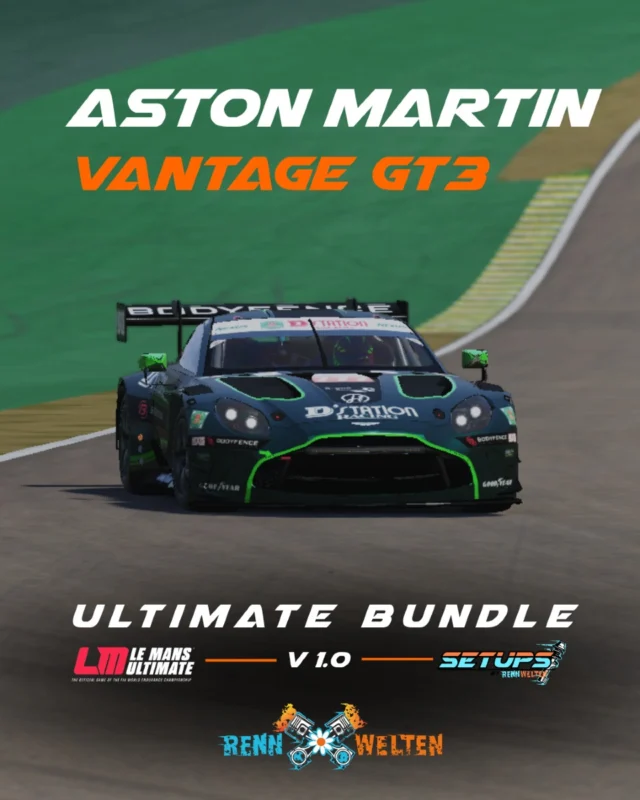 Professionelle Le Mans Ultimate Setups von unseren Esports Piloten – entwickelt für Performance auf Esports Niveau, sowie einfach zu fahrende Setups für die Casual, Daily Driver und Breitensportler unter euch. Unsere jahrelange Erfahrung am Setup Markt kommt euch auch bei unseren neuen Le Mans Ultimate Setups zu Gute. Ihr habt wie immer die Auswahl zwischen Esports und Safe Setups für die Renndistanz, sowie für die Qualifikation.

#rennwelten #fortheracer #simracing #esports #lemans #vantagegt3 #britishperformance