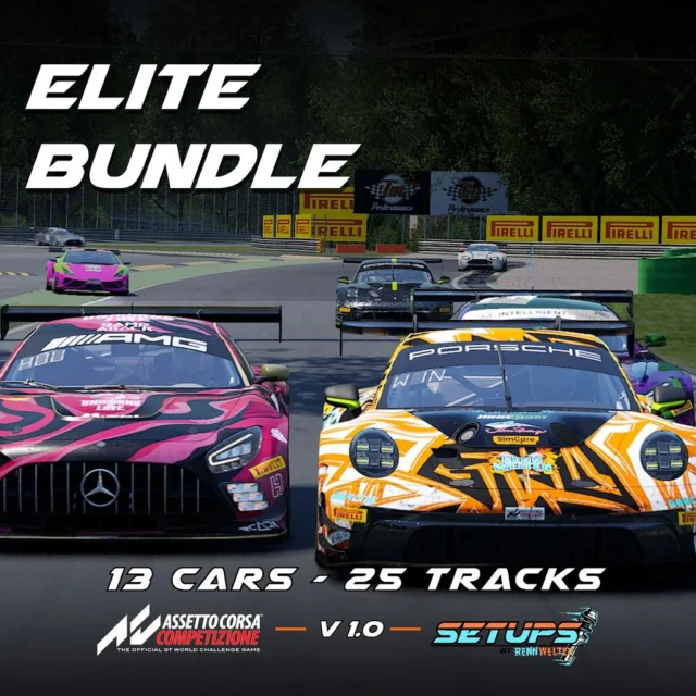Für alle unentschlossenen ist das Elite Setup Bundle genau das Richtige.  Ihr erhaltet 13 GT3 Ultimate Packs mit mehr als 1900 Setups. Egal ob Einsteiger, Esports Pilot oder Regen-Fahrer. Wir decken alles ab. Testet euch durch die GT3 Fahrzeugpalette in ACC und findet das beste Fahrzeug für euch. 

#beacc #setups #rennwelten #esports #acc #assettocorsacompetizione #assettocorsa