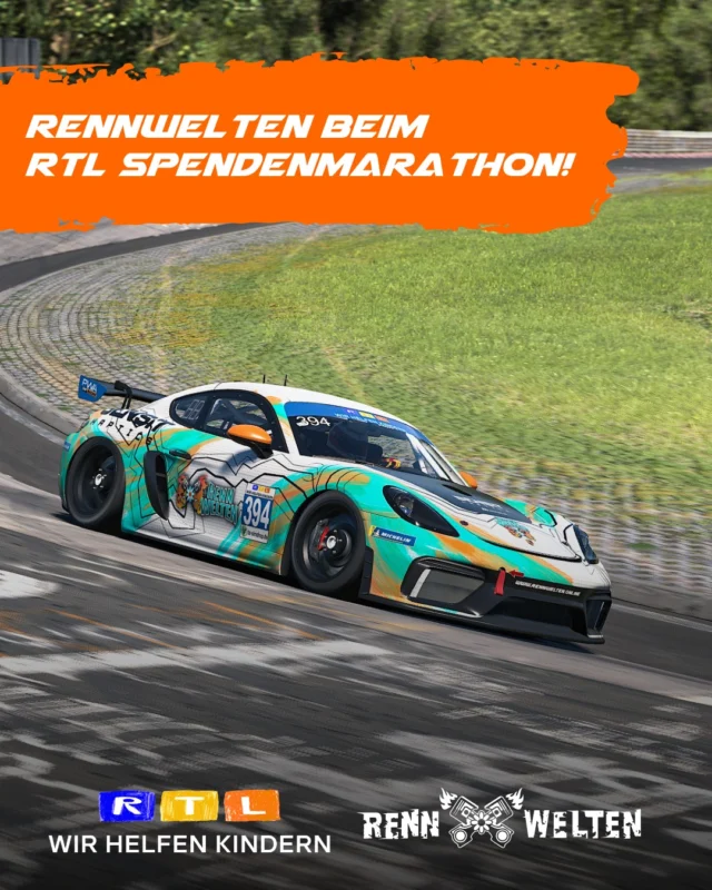 SimRacing für den guten Zweck – Gemeinsam Gas geben für Kinder in Not! ❤️ 🏁 
 
Als größte SimRacing-Community Deutschlands, wird RennWelten mit einem Fahrzeug beim allerersten RTL-Spendenmarathon SimRacing Charity-Event, pilotiert von @vicky_thomson_394 und @kevinr1118, an den Start gehen.
 
Zum 30-jährigen Jubiläum teilen der RTL-Spendenmarathon, RennWelten und alle teilnehmenden Teams, ein gemeinsames Ziel: Mit jeder gefahrenen Runde und jedem Kilometer ein starkes Zeichen zu setzen – für Solidarität, Zusammenhalt und Hoffnung.
 
Auch ihr könnt unser gemeinsames Vorhaben unterstützen, indem ihr über folgenden Spendenlink spendet:
rtlwirhelfenkindern.koalect.com/de-DE/projects
 
Vielen Dank für euren Support!
 
#WirHelfenKindern #RTL #Spendenmarathon #RennWelten #ForTheRacer #SimRacing #Motorsport #Nordschleife