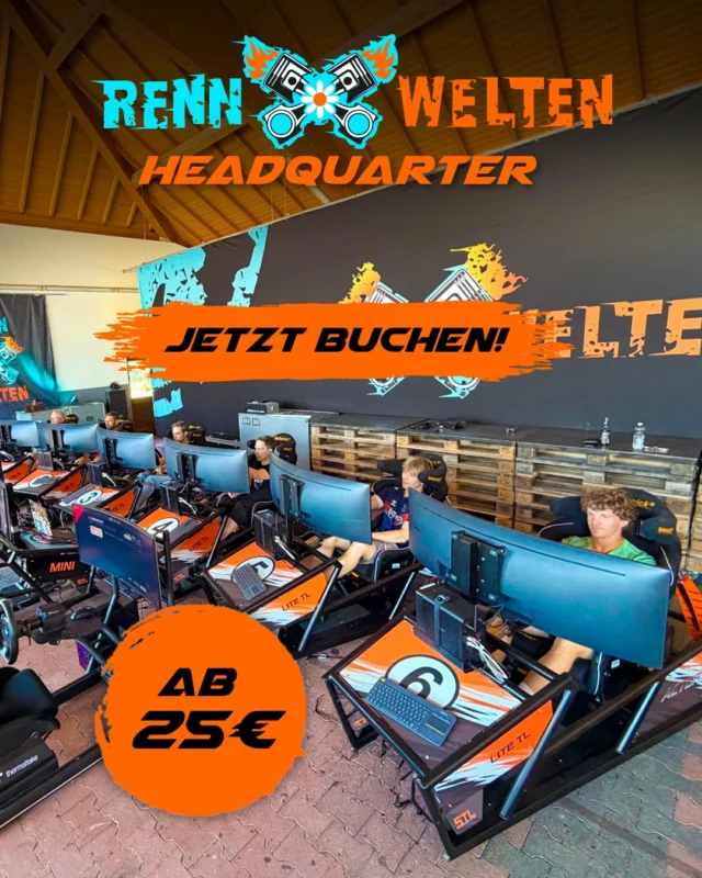Sechs Simulatoren = sechsmal so viel Spaß? 🤩

Probiert es aus und bucht mit euren Freunden eine Session beginnend mit einer Dauer von 20 Minuten oder bis zu 2 Stunden – für die Hartgesottenen. Das Ganze gibt es ab 25 Euro für 20 Minuten je Simulator. 🏎️

Über unsere Homepage gelangt ihr direkt zur Buchung. ✒️

👉Link in der Bio.

#RennWelten #Simracing #Motorsport #Actoracer #Simulator #hautnaherleben