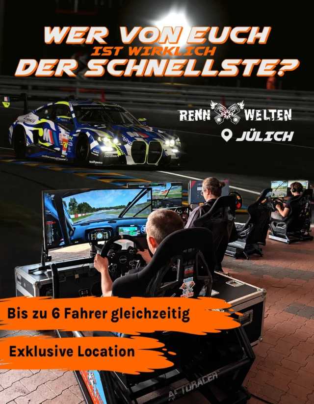 Du behauptest seit Jahren, dass du besser fahren kannst als deine Freunde?

Beweis es. 🏁

6 Cockpits. 6 Fahrer. Ein Rennen.

Keine PlayStation auf dem Sofa – gemeinsames Racing im RennWelten Headquarter in Jülich.

Einweisung und kalte alkoholfreie Getränke sind inklusive.

Wer von euch ist der Schnellste? 

🙌 Du möchtest buchen? Link in der Bio!

#hq #rennwelten #simracing